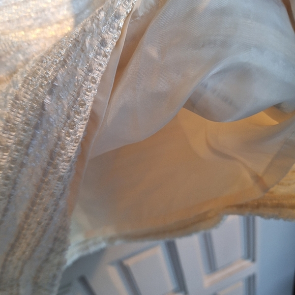 Love 21 Tweedy Skirt SzM Zip Back Vanilla/Creme Color Stripes Zip Pockets - Picture 4 of 8